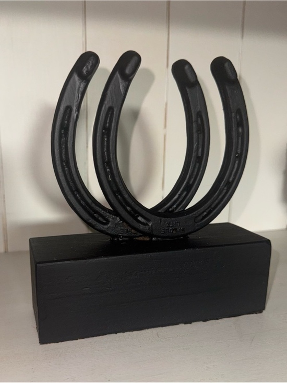 Vintage Black Horseshoe Table Accent Sculpture - Rustic Home Accents